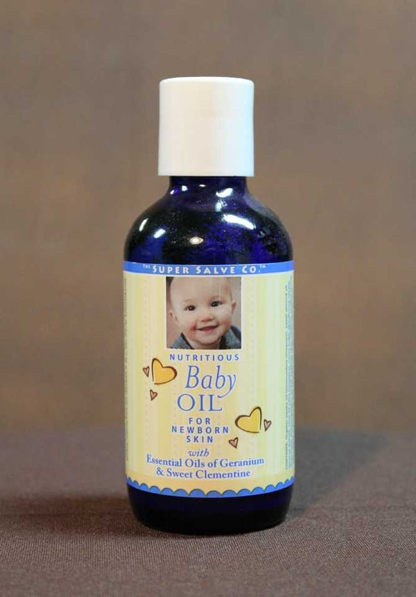 Nutritious Baby Oil 4 oz. Blue Glass - The Super Salve Co.
