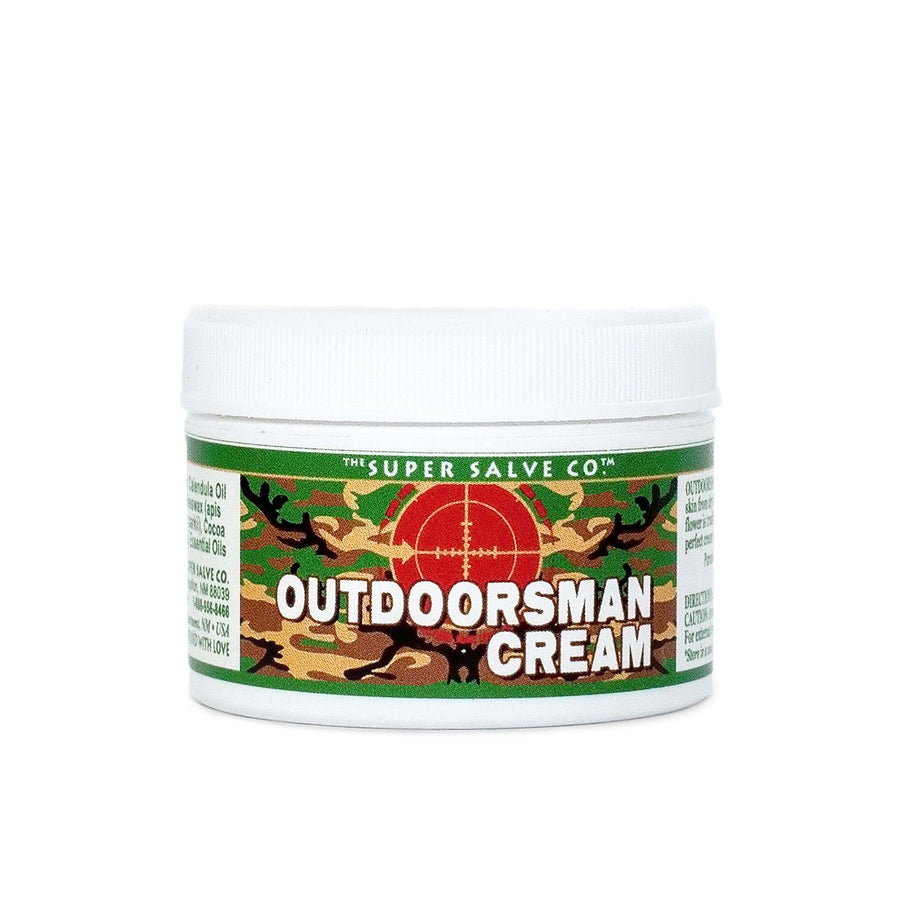 A 1.75 oz. container of Outdoorsman Cream from the Super Salve Company is seen against a white backdrop at Winter Sun