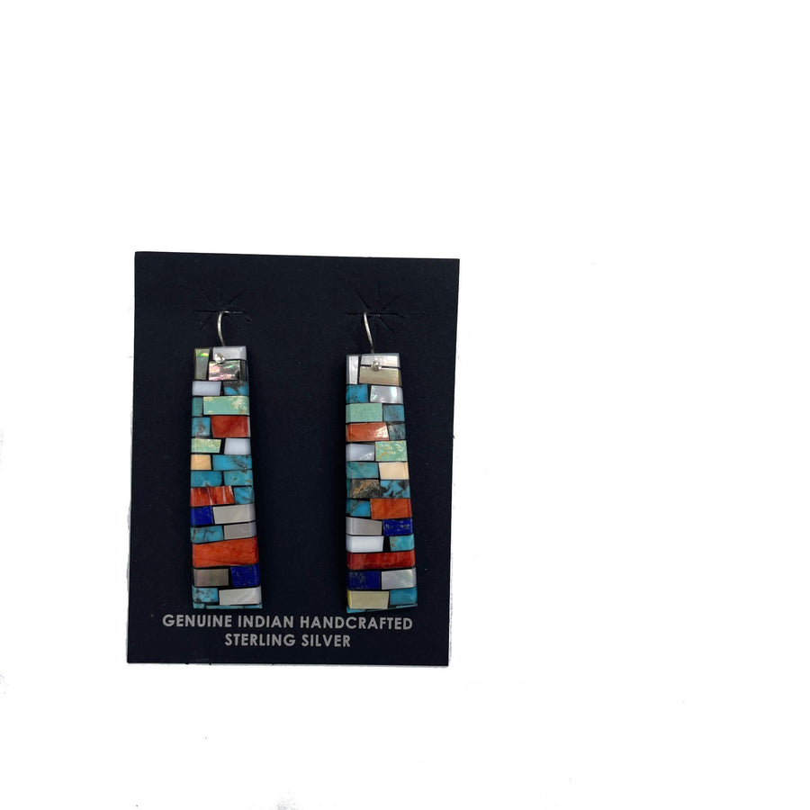 Mosaic Inlay Earrings on Abalone Shell