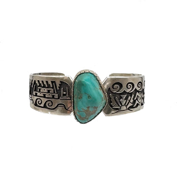 Hopi Overlay With Chunky Turquoise Cuff