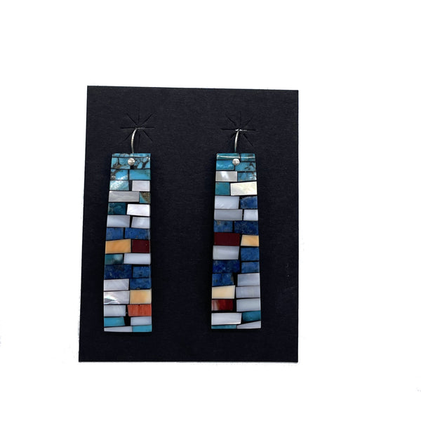 Beautiful Mosaic Inlay Earrings On Abalone Shell