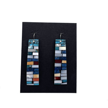 Beautiful Mosaic Inlay Earrings On Abalone Shell