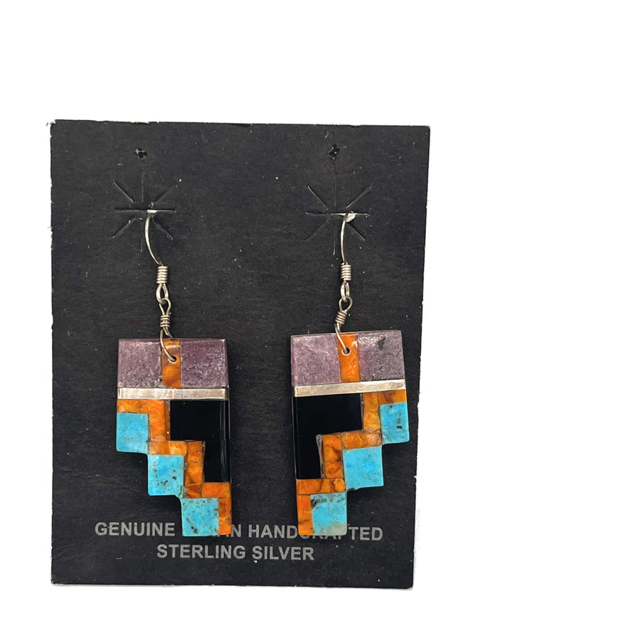 Turquoise and Spiny Oyster Inlay Earrings