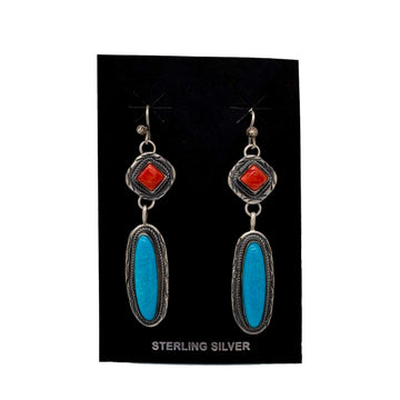 Kingman Turquoise and Spiny Oyster Earrings