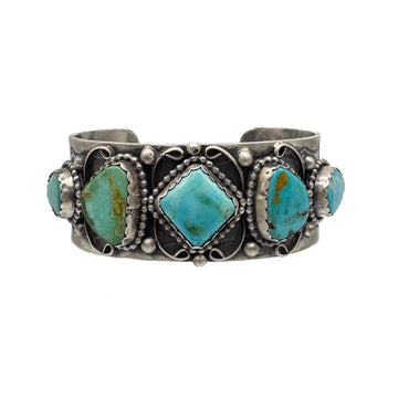 Pilot Mountain Turquoise 5 Stone Bracelet by Tony Chino