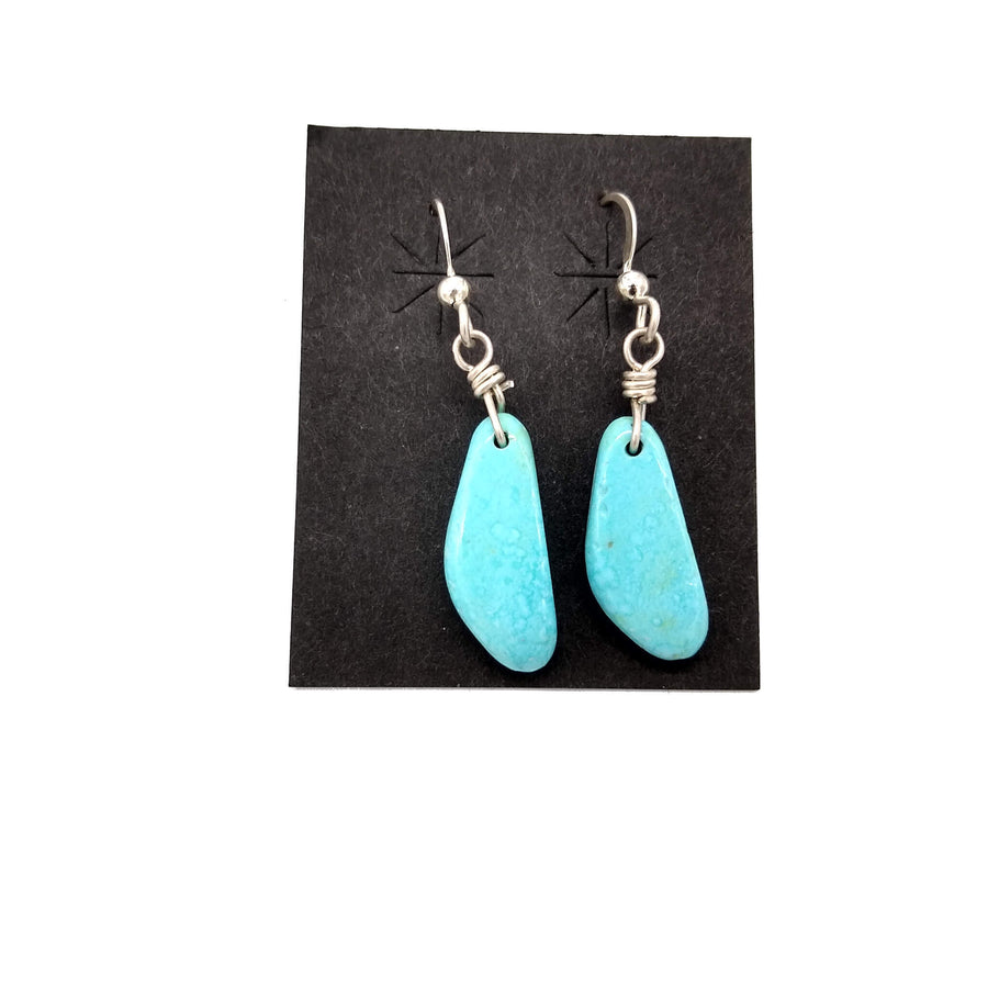 Small Bright Blue Turquoise Slab Earrings