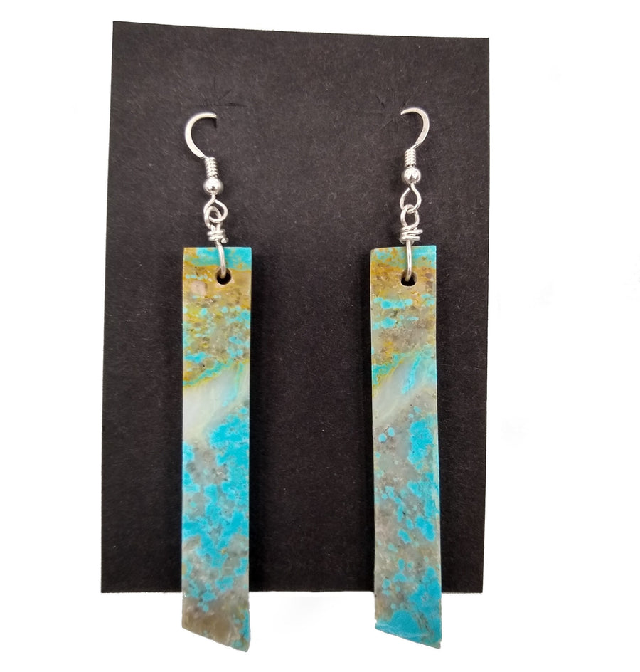 Long Rectangular Turquoise Slab Earrings
