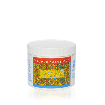 A 6oz. container of Combo Cream from The Super Salve Co. is seen against a white background