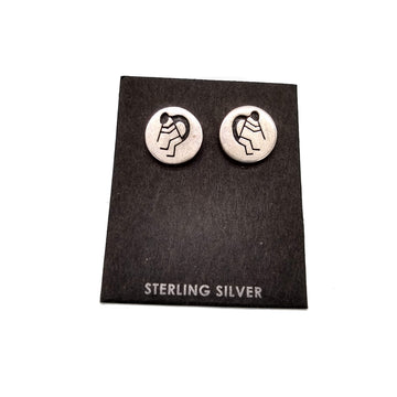Hopi Overlay Kokopelli Sterling Silver Stud Earrings