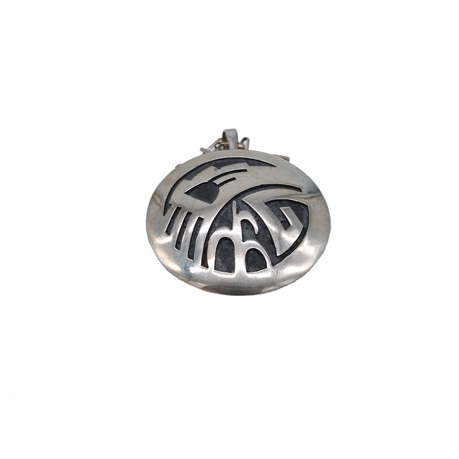 Hopi Overlay Sterling Silver Pendant Necklace