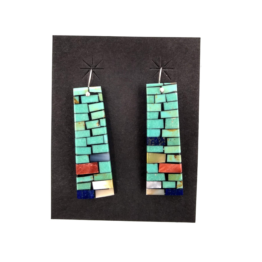 Gorgeous Large Inlay Turquoise Earrings by Charlene Reono