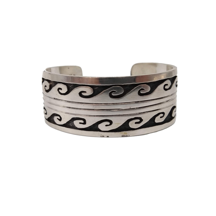 Beautiful Large Double Hopi Overlay Water Bracelet