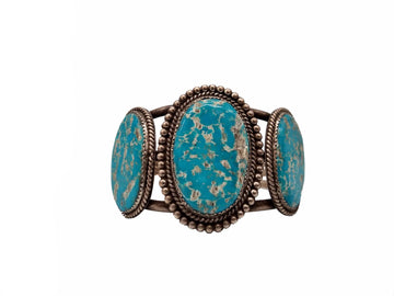Vintage Three Large Stone Turquoise Cuff