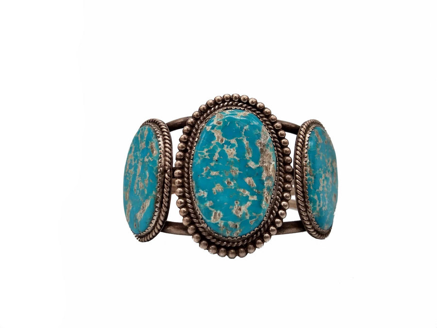 Vintage Three Large Stone Turquoise Cuff