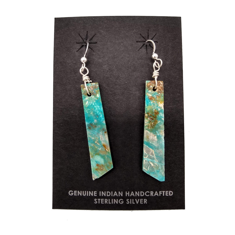 Long Marbled Turquoise Slab Earrings