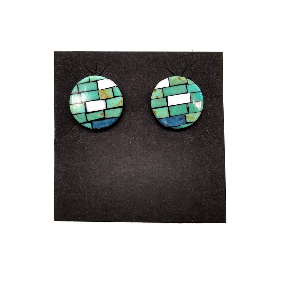Beautiful Round Turquoise Mosaic Earrings