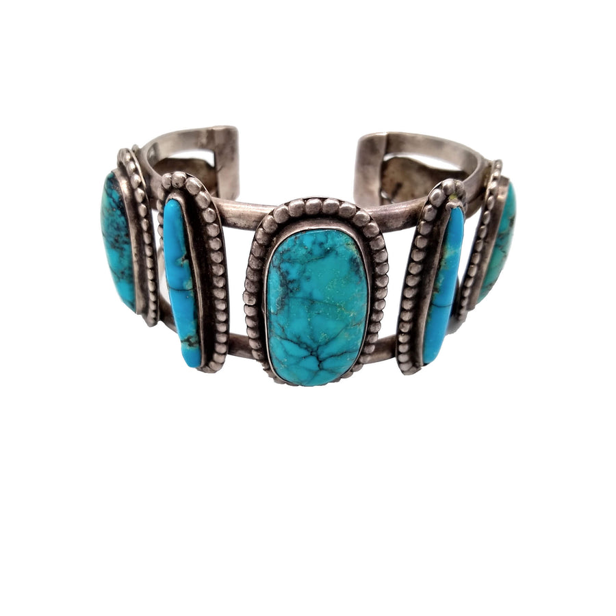 Stunning Vintage Many Stone Turquoise Cuff Bracelet