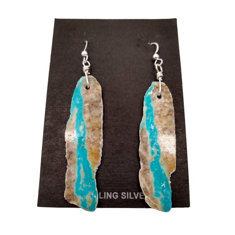 Long Turquoise Slab Earrings