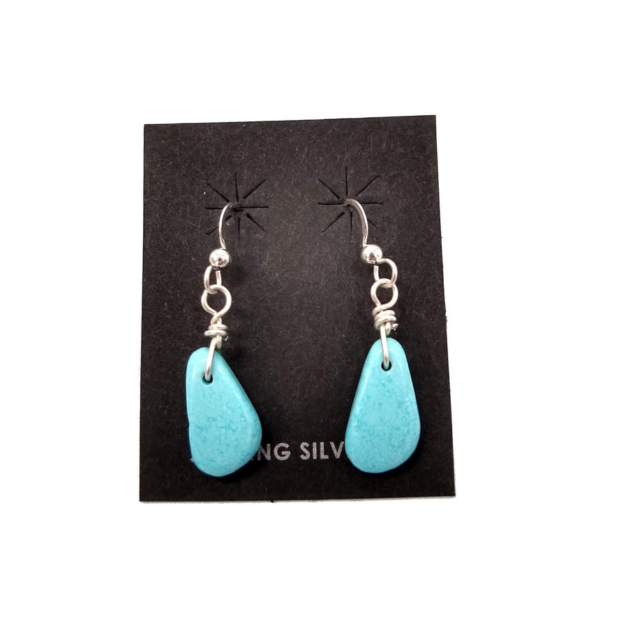 Small Clear Blue Turquoise Slab Earrings