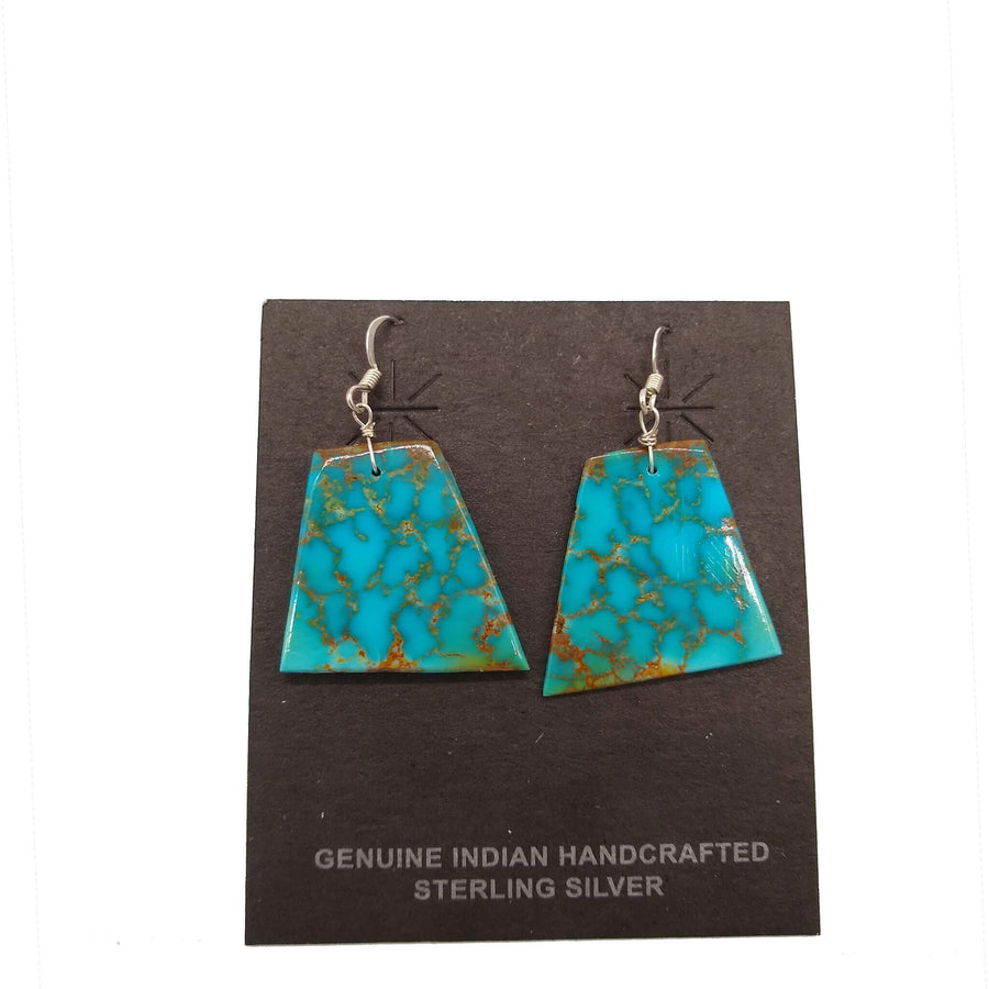 Turquoise Slab Trapezoid Earrings by Ray Lavato