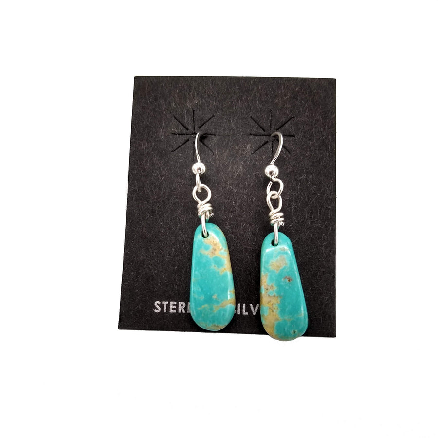 Blue Turquoise Tear Drop Slab Earrings