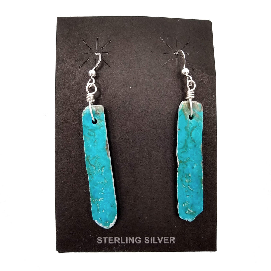 Long Blue Turquoise Slab Earrings