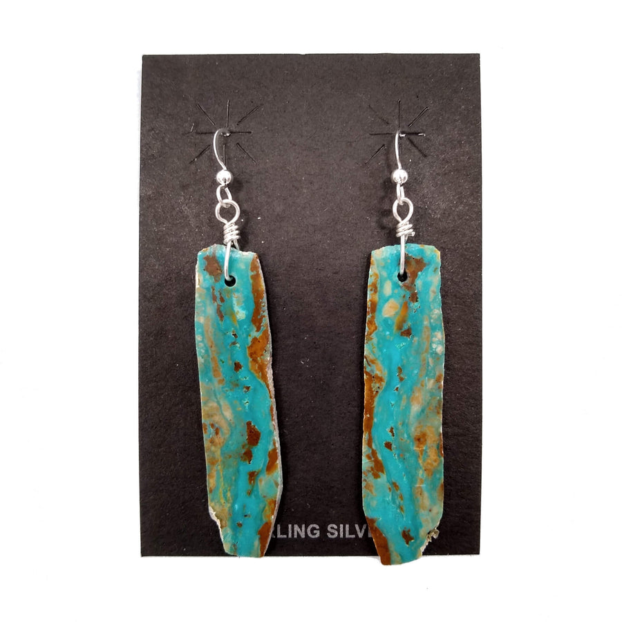 Extra Long Turquoise Slab Earrings