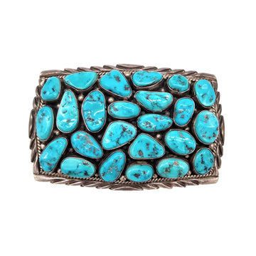 Vintage Turquoise and Sterling Silver Belt Buckle