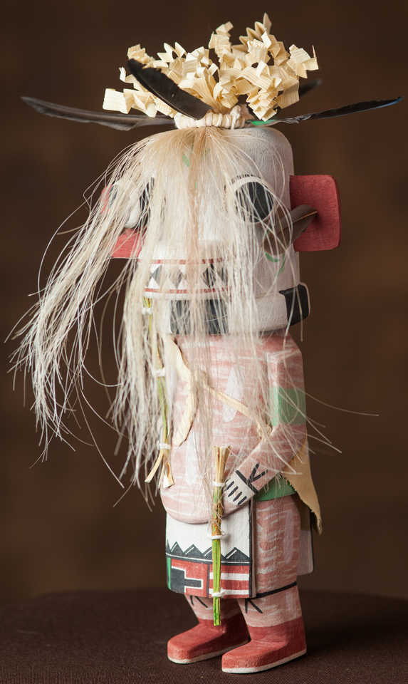 The white Awatovi Ogre Katsina - traditional Hopi kachina doll hand carved by Quinston Taylor
