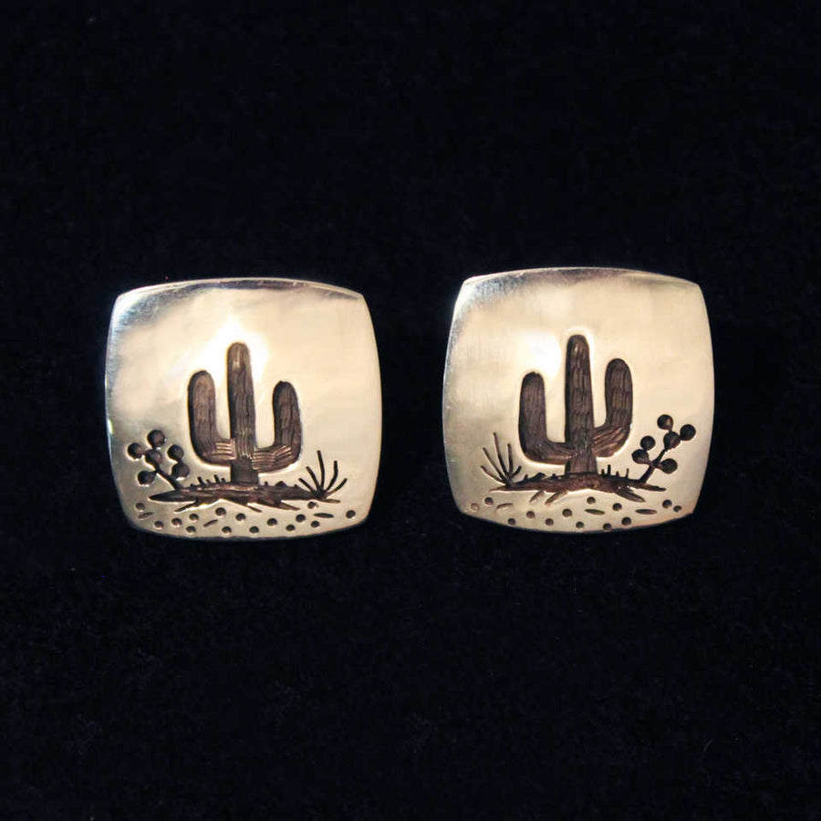 Saguaro Silver Overlay Earrings