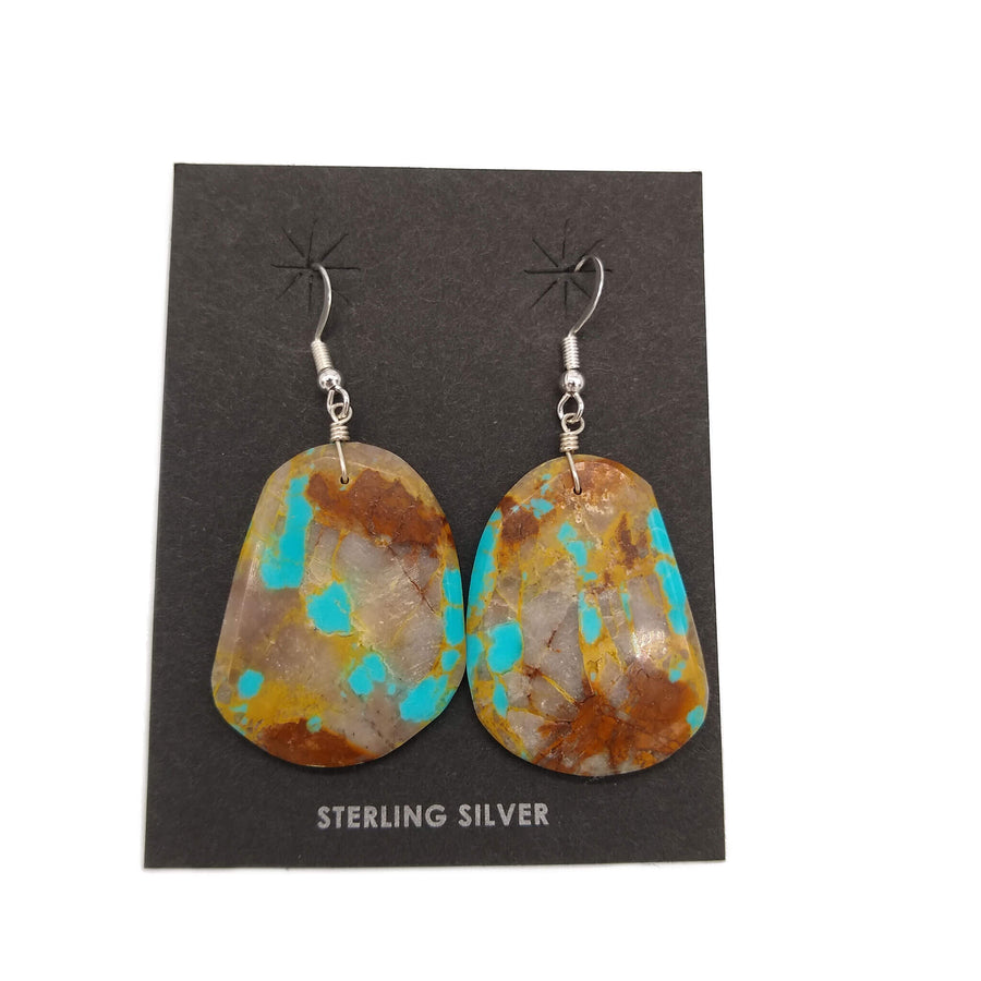 Turquoise Slab Oblong Earrings by Ray Lavato