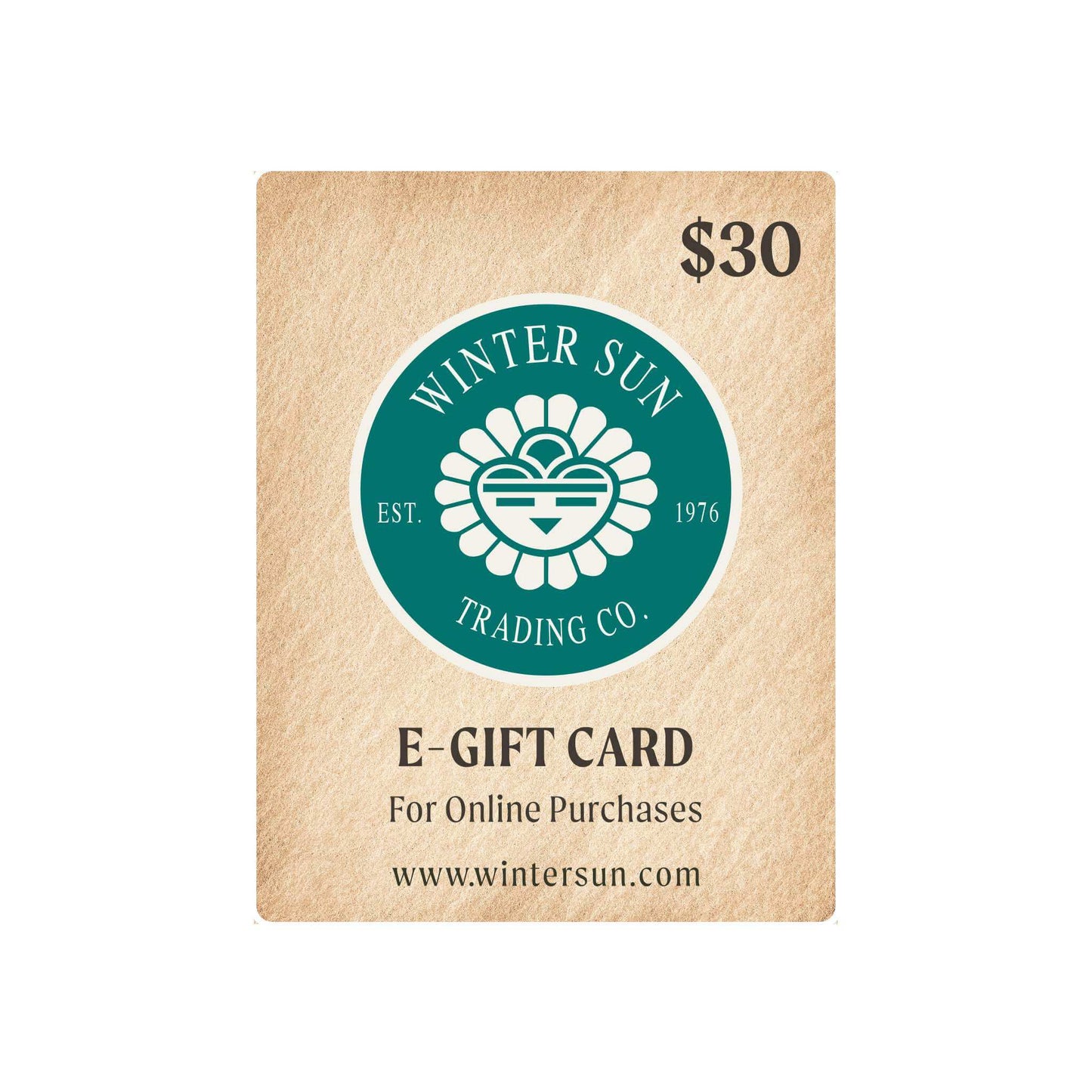 Winter Sun Online eGift Card for 30 dollars